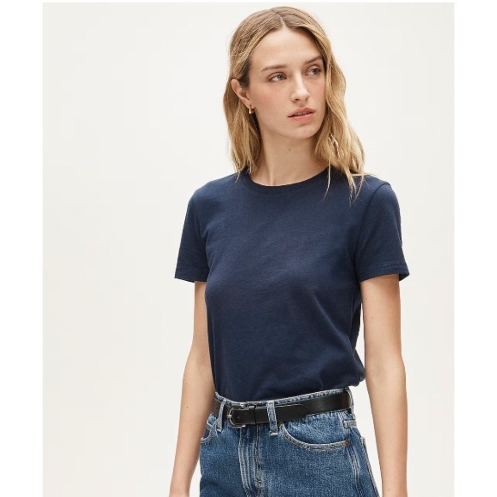 J.Crew Vintage Jersey Crewneck T-Shirt Size Medium Navy Blue Basics Capsule Chic